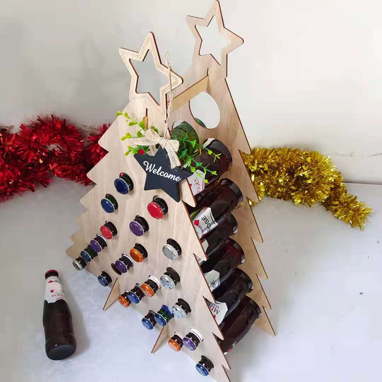Advent Calendar Gift - Adventskalender für Erwachsene, Weihnachtsdekoration, Weinregal für