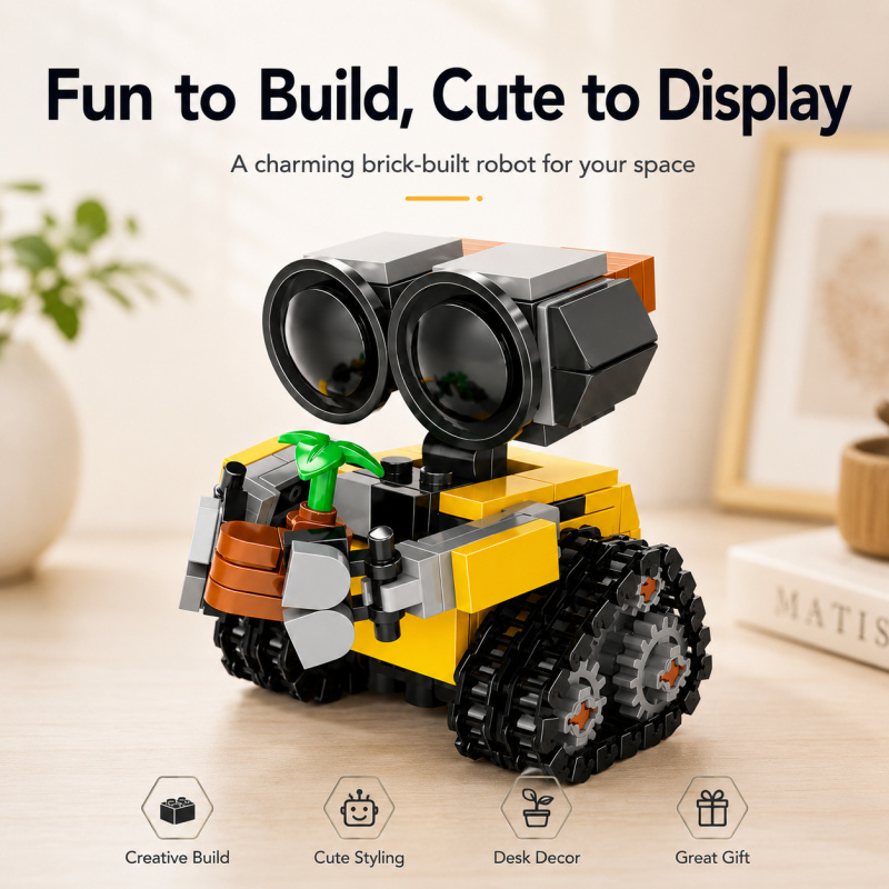 Lego Set Technic - Mini-Roboter-Baustein-Set, Niedliches Kettenroboter-Modell mit Pflanzenzubehör, Kreatives