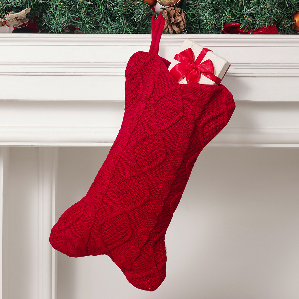Christmas Stocking Hanging - Hunde-Weihnachtsstrumpf, Gestrickter Weihnachtsstrumpf, Knochenförmiger Hunde-Weihnachtsstrumpf, Hängender