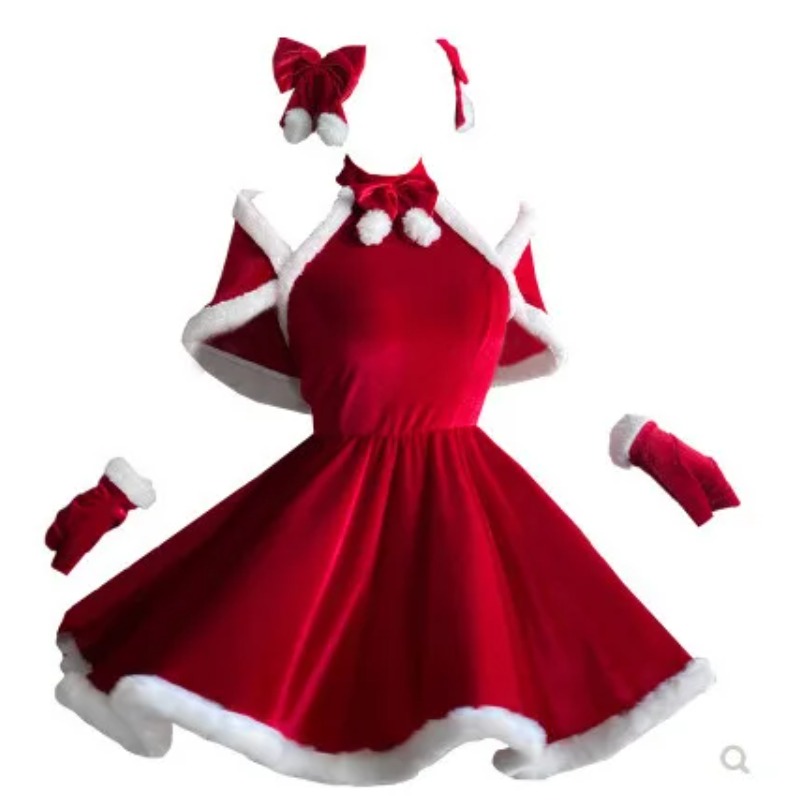 Elf Costume Christmas - Weihnachts-Cosplay-Kostüm Kleid Zubehör Set Roter Neujahrs-Umhang