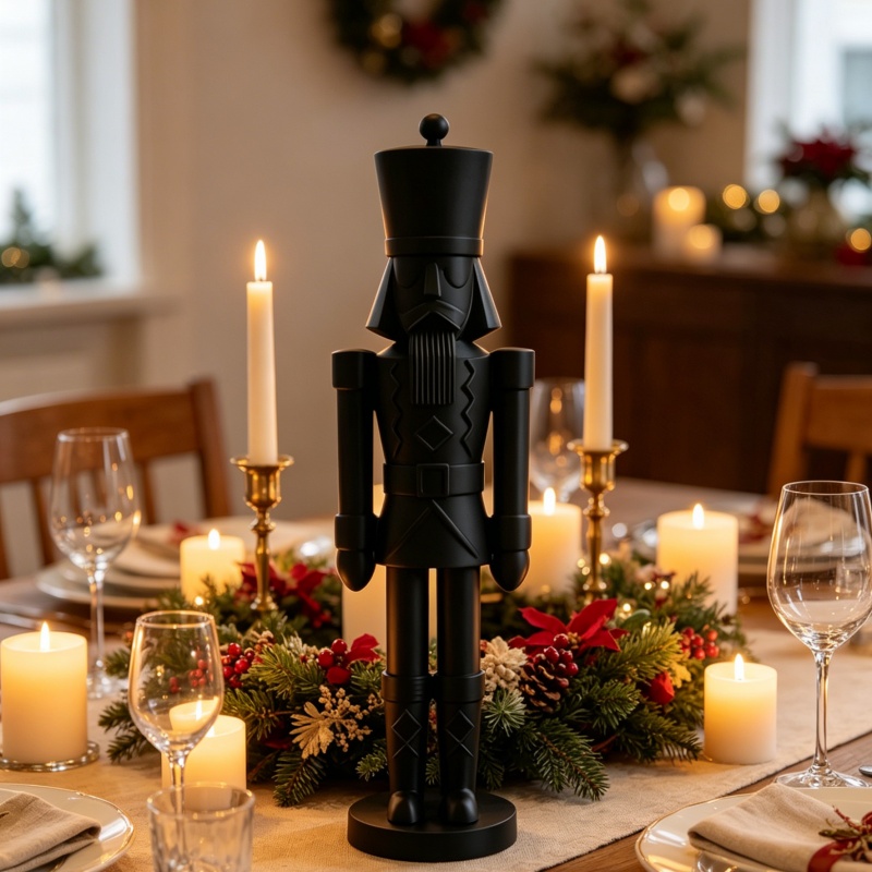 Nutcracker Figurine - Minimalistische Schwarze Nussknacker-Soldaten-Statue, 3D-Gedruckte Skulptur, Klassische