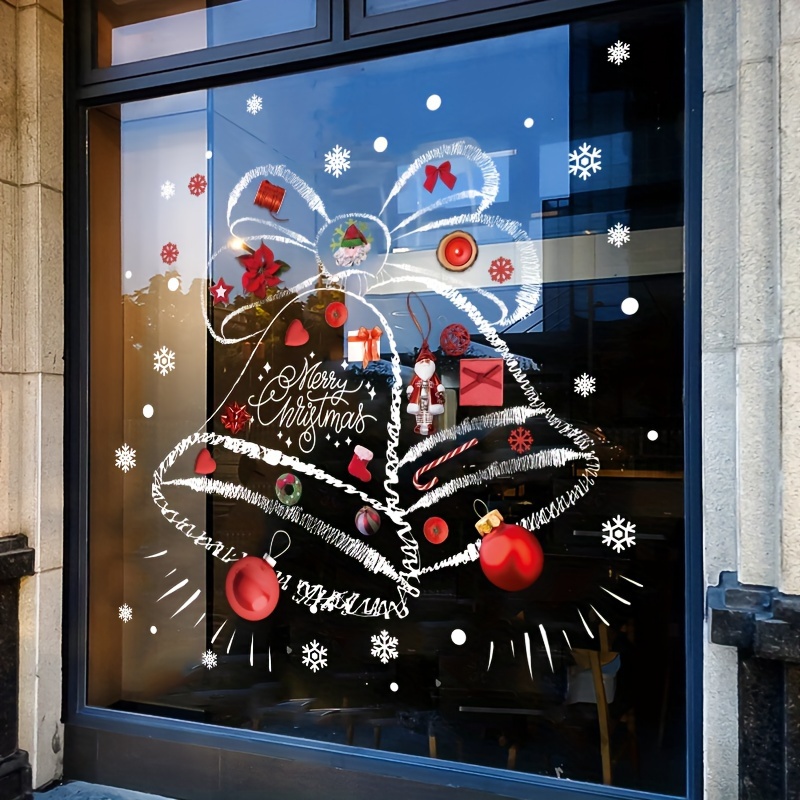 Snowflake Window Decal - Weihnachtsaufkleber Schneeflocke Baum Weihnachtsmann Aufkleber Statische