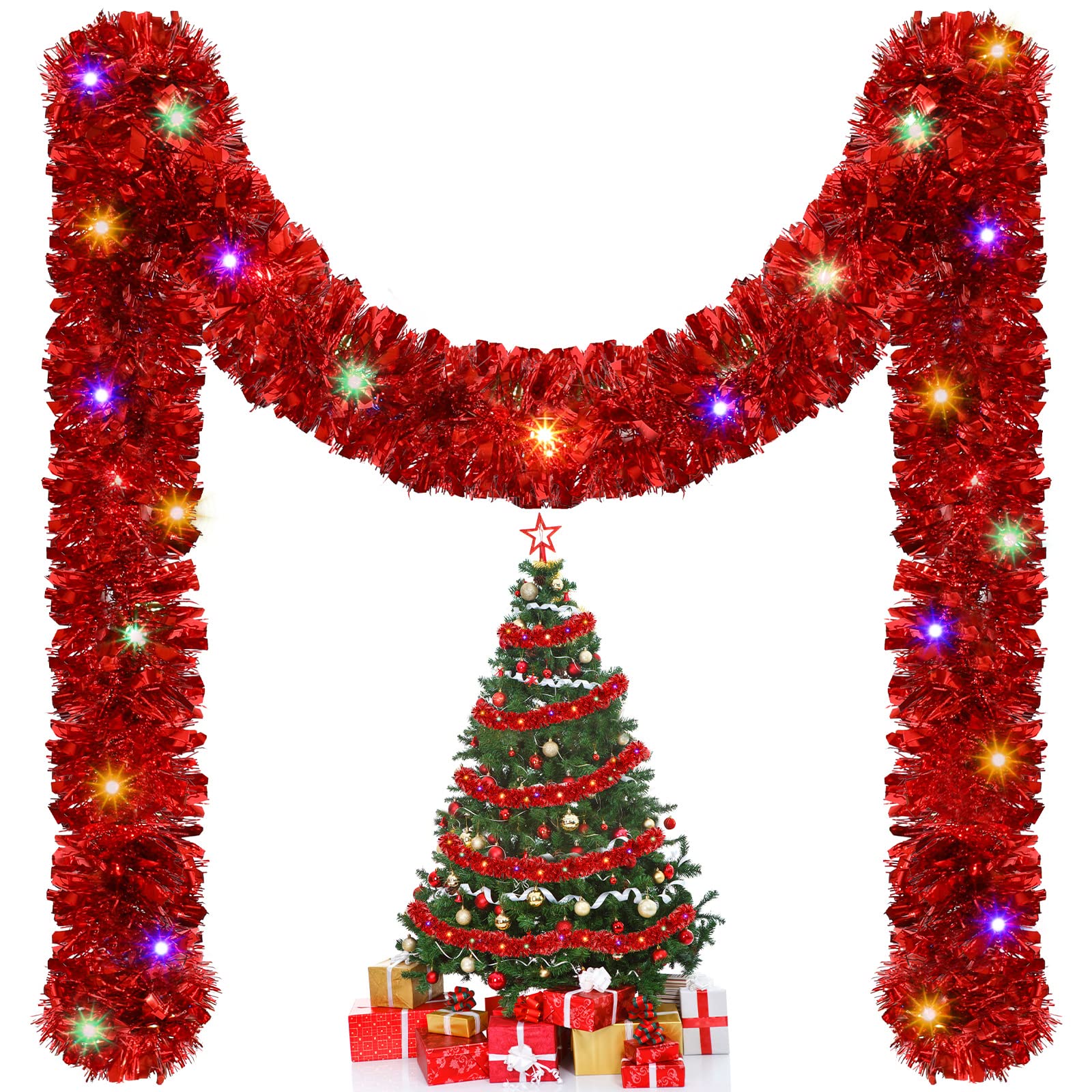 Tinsel Garland Decoration - 1/3 Stück 5 m Weihnachts-Lametta-Girlandendekorationen, hängende