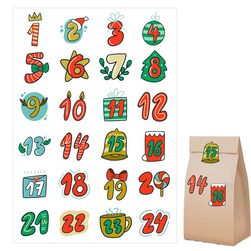 Advent Calendar Gift - Frohe Weihnachten Aufkleber Adventskalender Nummer Aufkleber