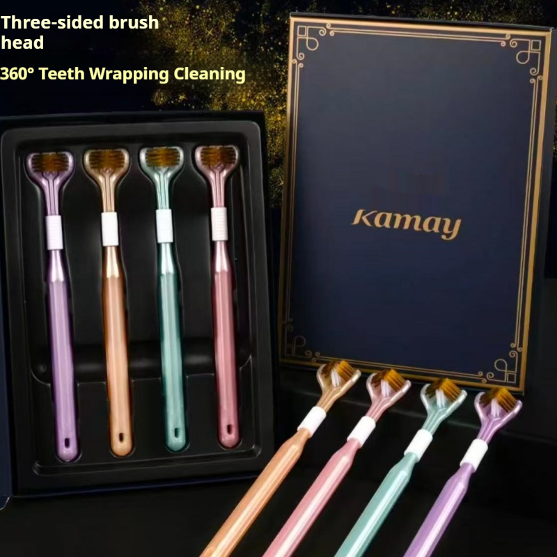 Gift Box Wrap Set - 4-teiliges Zahnbürsten-Set in einer Box, dreiseitig