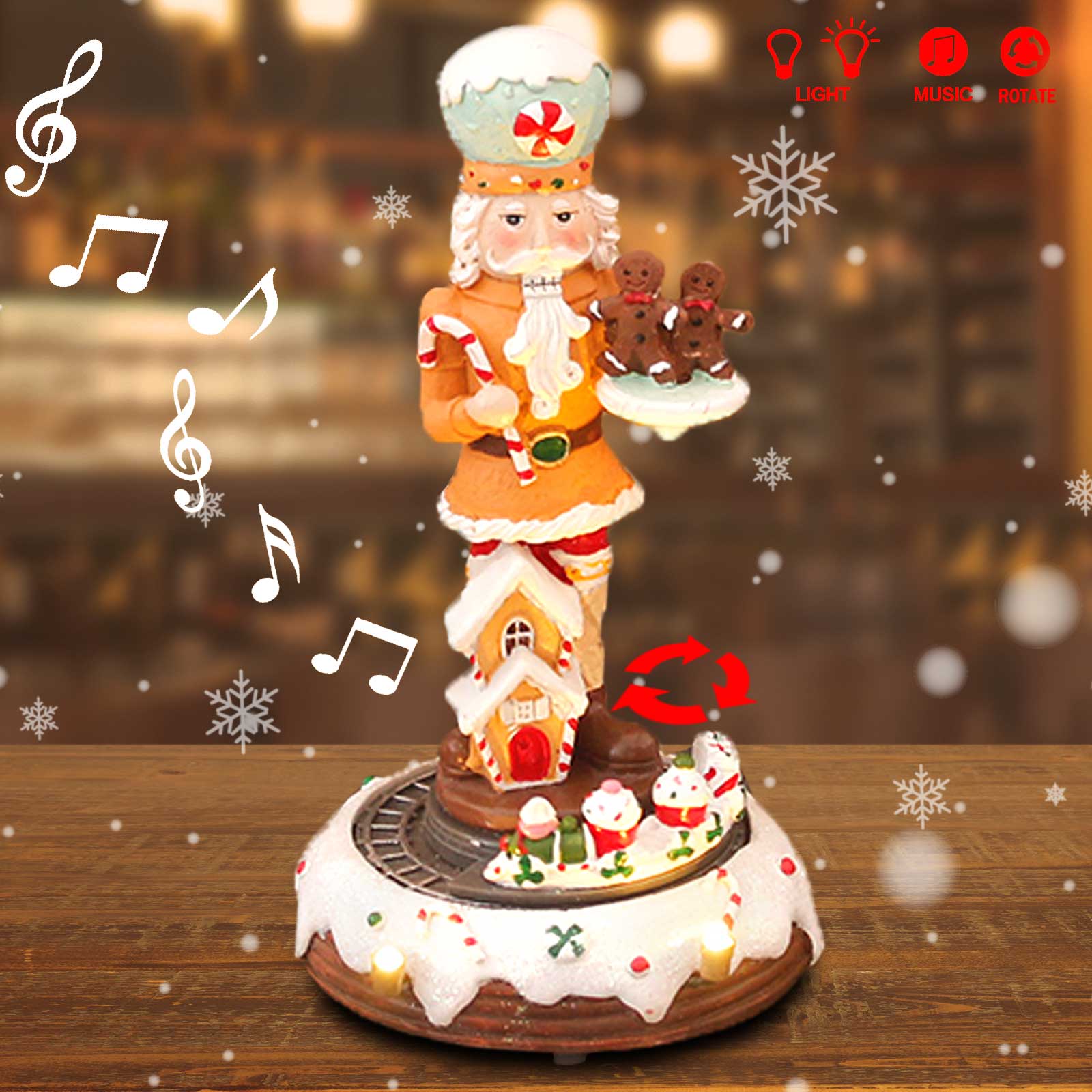 Nutcracker Figurine - Weihnachts-Lebkuchen-Nussknacker-Sammlung, Figuren, animierter rotierender Zug, abgestuftes