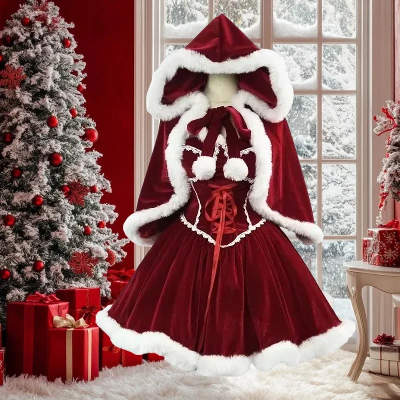 Neues Jahr Rotes Kleid Umhang  – Elf Costume Christmas Bewertung und Preis